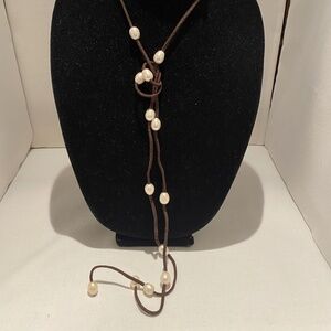 Leather & Pearl Necklace